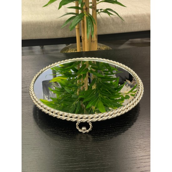 Gümüş Ayaklı Yuvarlak Jardiyer Tepsi 