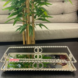 Gümüş Dikdörtgen Zincir Model Tepsi 