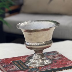 Gümüş Renk Alüminyum Döküm Dekoratif Masa Üstü Vazo