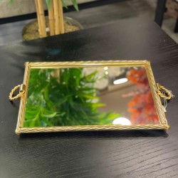 Gold Zincir Kulplu Tepsi 