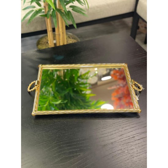 Gold Zincir Kulplu Tepsi 