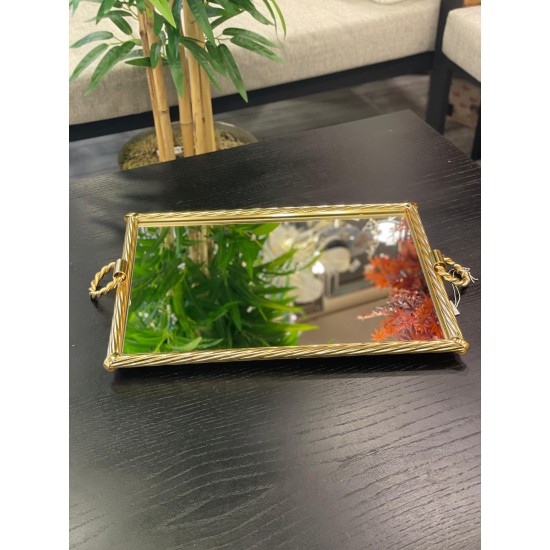 Gold Zincir Kulplu Tepsi 