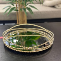 Gold Yuvarlak Halat Desenli Tepsi 