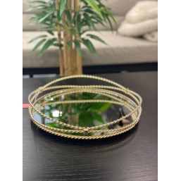 Gold Yuvarlak Halat Desenli Tepsi 