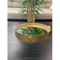 Gold Çubuk Desenli Yuvarlak Tepsi