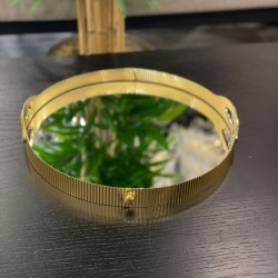 Gold Çubuk Desenli Yuvarlak Tepsi