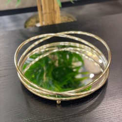 Gold Yuvarlak Aynalı Tepsi 