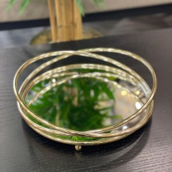 Gold Yuvarlak Aynalı Tepsi 