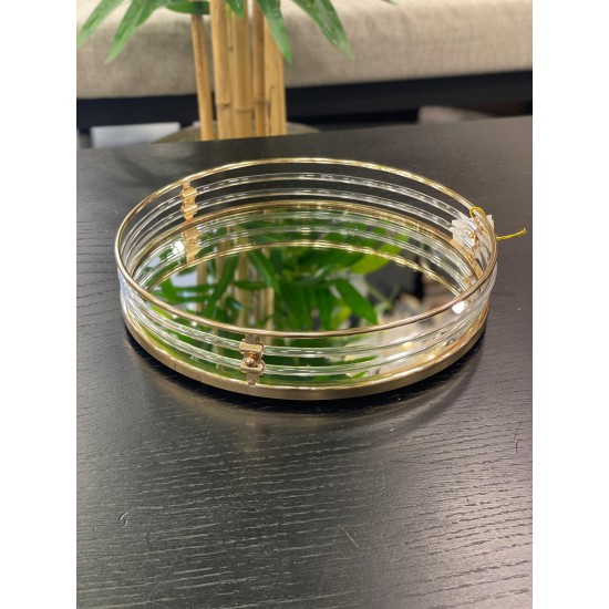 Yuvarlak Çubuk Model Gold Tepsi 