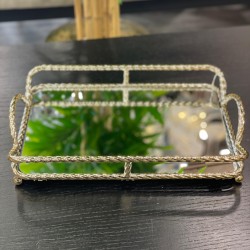 Dikdörtgen Zincir Model Aynalı Tepsi 