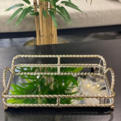 Dikdörtgen Zincir Model Aynalı Tepsi 