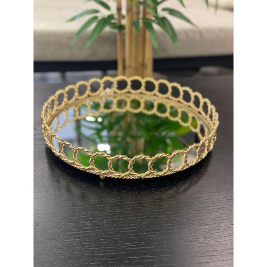 Gold Yuvarlak Zincir Model Tepsi