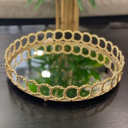 Gold Yuvarlak Zincir Model Tepsi