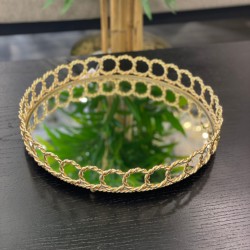 Gold Yuvarlak Zincir Model Tepsi