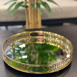 Telkari Model Yuvarlak Gold Tepsi 