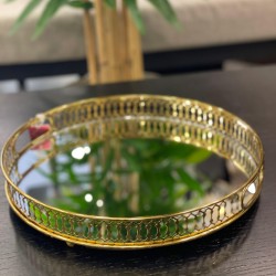 Telkari Model Yuvarlak Gold Tepsi 