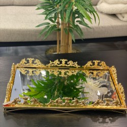 Dikdörtgen klasik Gold Tepsi