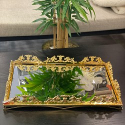 Dikdörtgen klasik Gold Tepsi