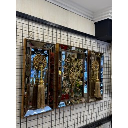 GOLD AYNALI 3’LÜ DEKORATİF SAAT & PANOLAR SETİ
