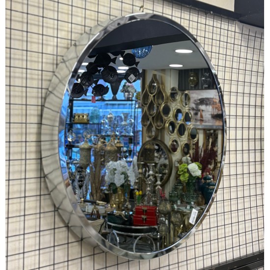 Gümüş Renk Kaplama Metal Çerçeveli Duvar Ayna