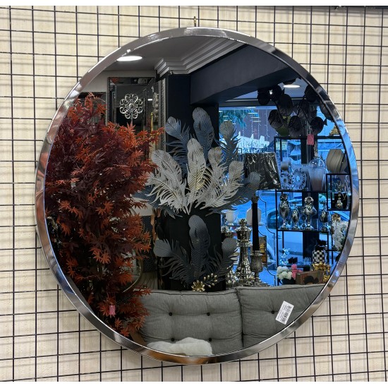 Gümüş Renk Kaplama Metal Çerçeveli Duvar Ayna