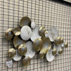 Krem ve Gold Varak Kaplama Metal Ferforje Duvar Pano