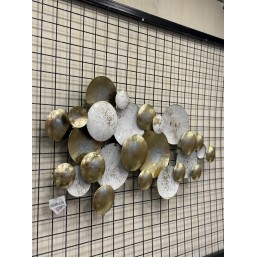 Krem ve Gold Varak Kaplama Metal Ferforje Duvar Pano