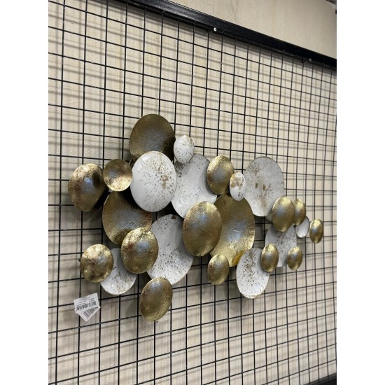 Krem ve Gold Varak Kaplama Metal Ferforje Duvar Pano