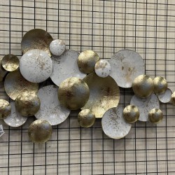 Krem ve Gold Varak Kaplama Metal Ferforje Duvar Pano