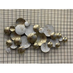 Krem ve Gold Varak Kaplama Metal Ferforje Duvar Pano