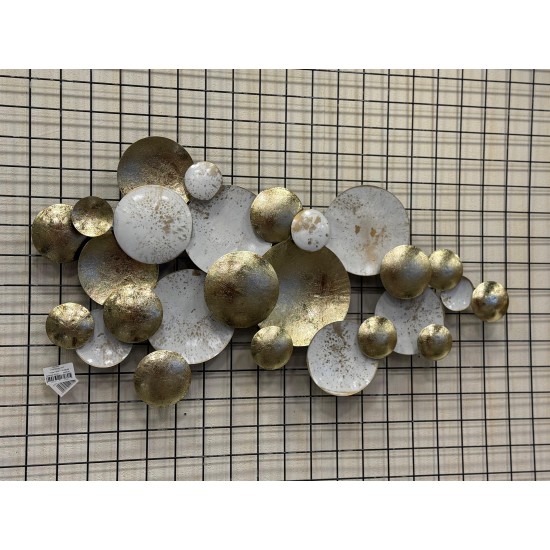 Krem ve Gold Varak Kaplama Metal Ferforje Duvar Pano