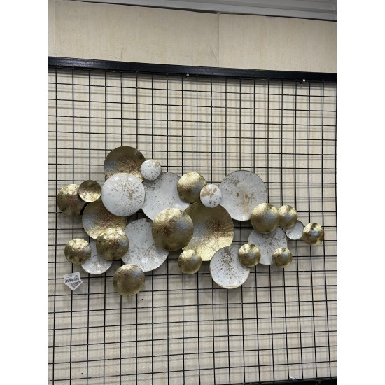 Krem ve Gold Varak Kaplama Metal Ferforje Duvar Pano