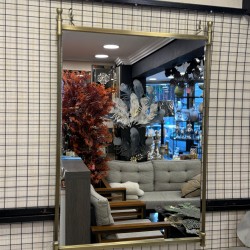 Pirinç Eskitme Renk Metal Kasa Duvar Ayna