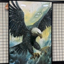 Siyah Renk PVC Kasa Epoksi Kartal Tablo