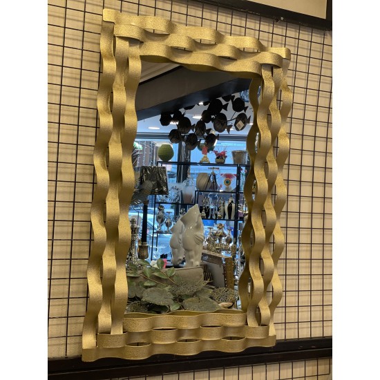 Metal Gold Renk Ferforje Duvar Aynası