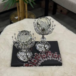 Kristal küreli dekoratif obje 2li set