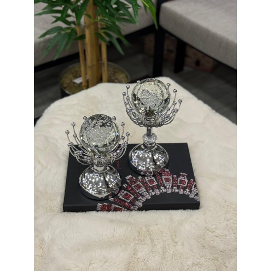 Kristal küreli dekoratif obje 2li set