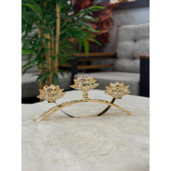 Metal Gold Renk Lotus Cam Mumluk