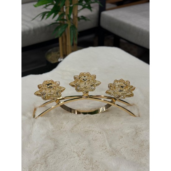 Metal Gold Renk Lotus Cam Mumluk