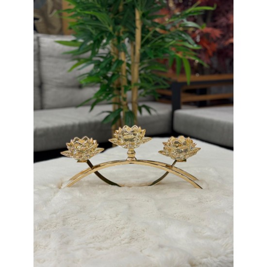 Metal Gold Renk Lotus Cam Mumluk
