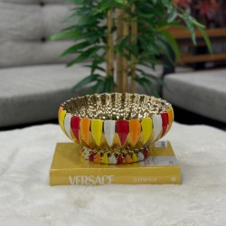 Çizgili  Dekoratif Tabak – Gold Detaylı
