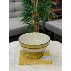 Çizgili Gold Detaylı Dekoratif Kase