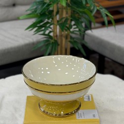 Çizgili Gold Detaylı Dekoratif Kase
