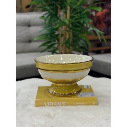 Çizgili Gold Detaylı Dekoratif Kase