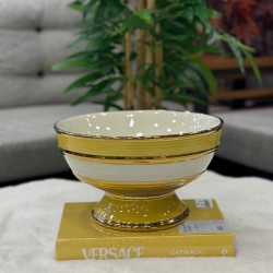 Çizgili Gold Detaylı Dekoratif Kase
