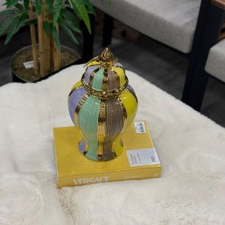 Çizgili Kapaklı Dekoratif Küp Küçük  Boy